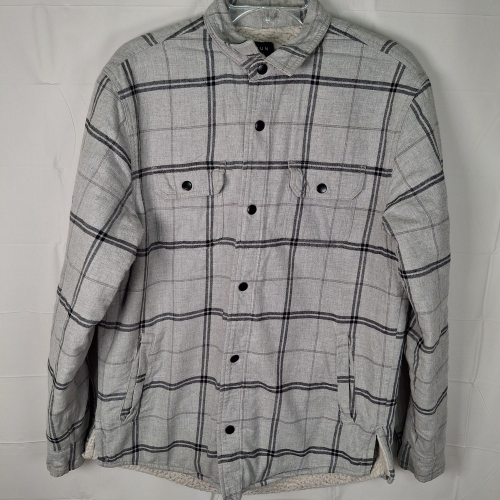 Pacsun Los Angeles Men's Medium‎ Sherpa Lined Gray Snap Button Shacket
